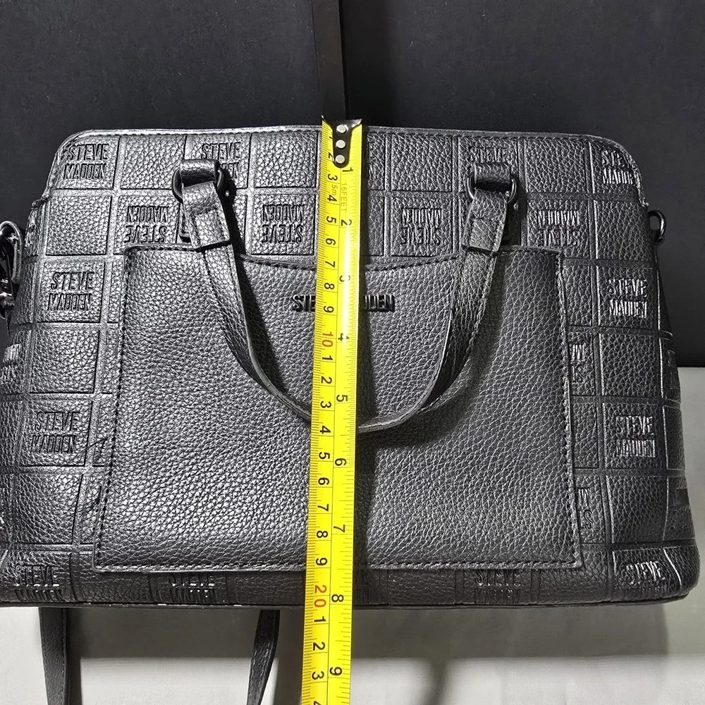 Steve Madden Bsidra Block Logo Satchel Detachable Crossbody Strap Faux Leather